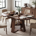 Drlovely Convertible Expandable Round to Oval Dining Tables with Storage Shelf & Stable X Base