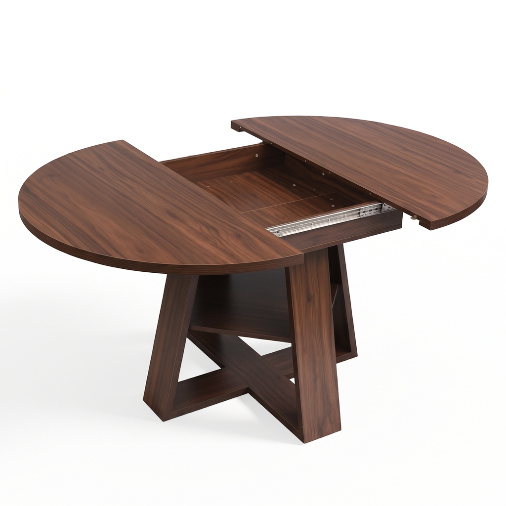 Drlovely Convertible Expandable Round to Oval Dining Tables with Storage Shelf & Stable X Base