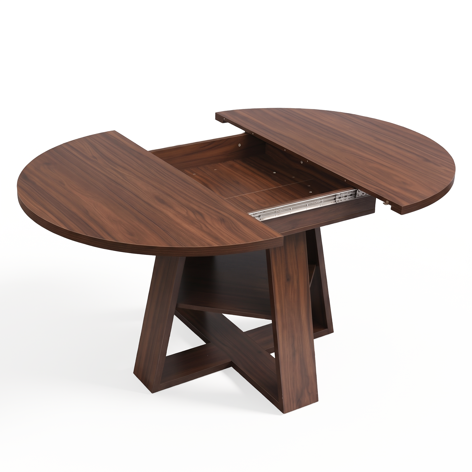 Drlovely Convertible Expandable Round to Oval Dining Tables with Storage Shelf & Stable X Base