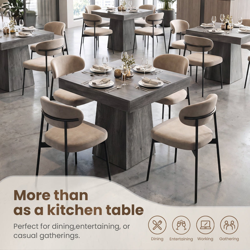 Drlovely Rustic Square Pedestal Waterproof Scratch‑Resistant Wood‑Look Dining Table