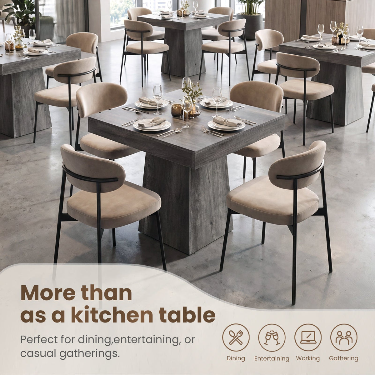 Drlovely Rustic Square Pedestal Waterproof Scratch‑Resistant Wood‑Look Dining Table