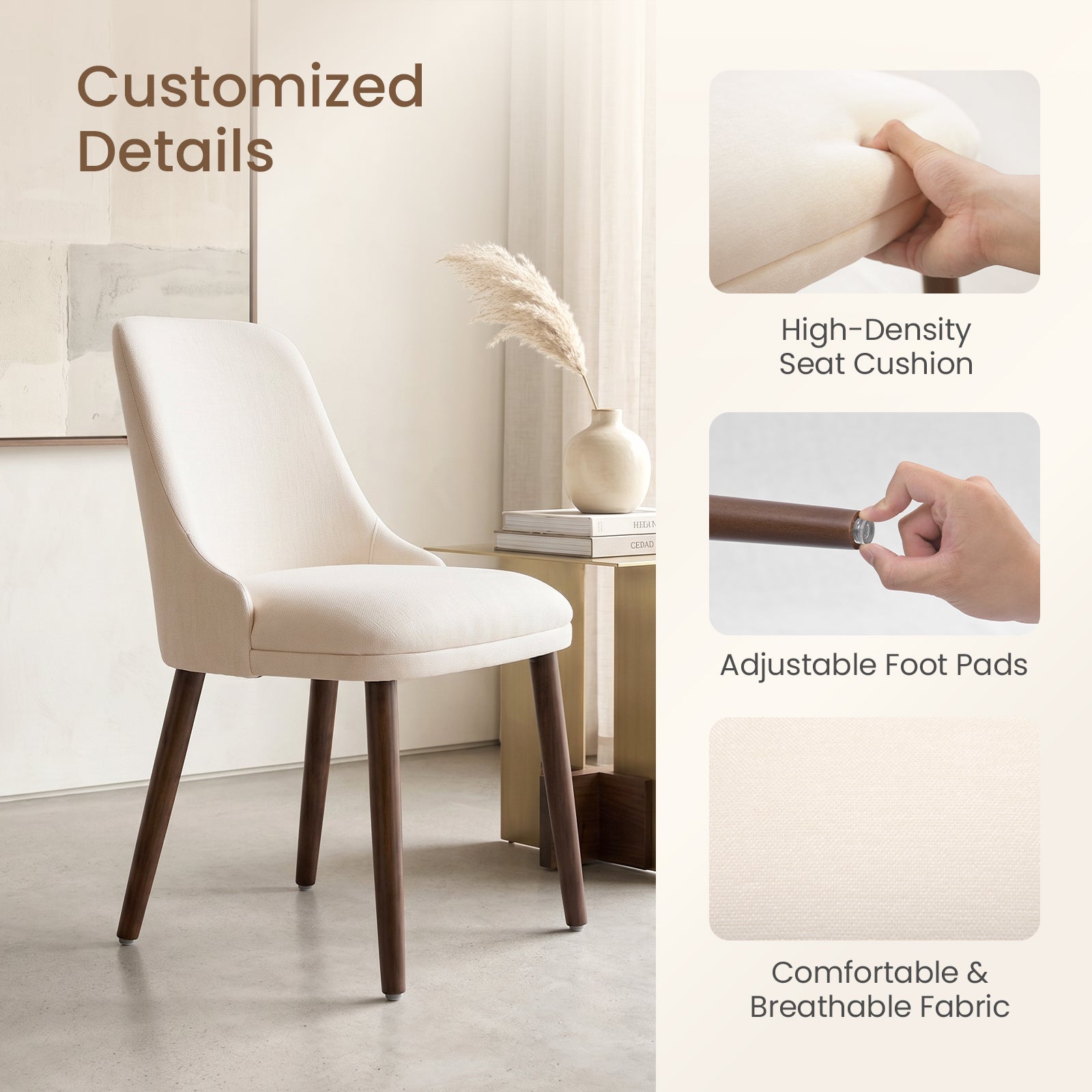 Drlovely Modern Soft Chenille Upholstered Side Chair Dining Chairs