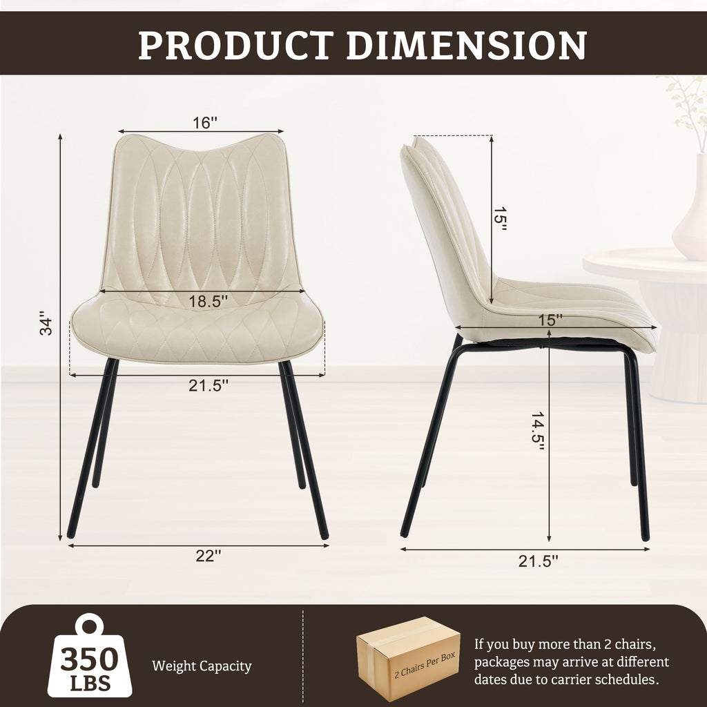 Drlovely Modern PU Leather Dining Chair with Black Iron Legs & Ergonomic Backrest