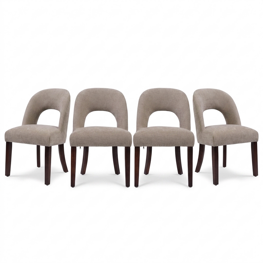 Drlovely Farmhouse Hollow Back Dining Chairs with Nailhead Trim & Rubberwood Legs