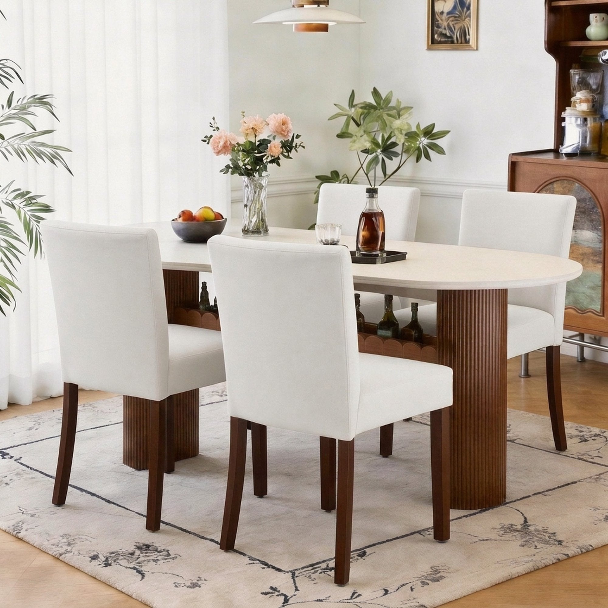 Drlovely Modern High-Back Dining Chairs with Rubberwood Legs