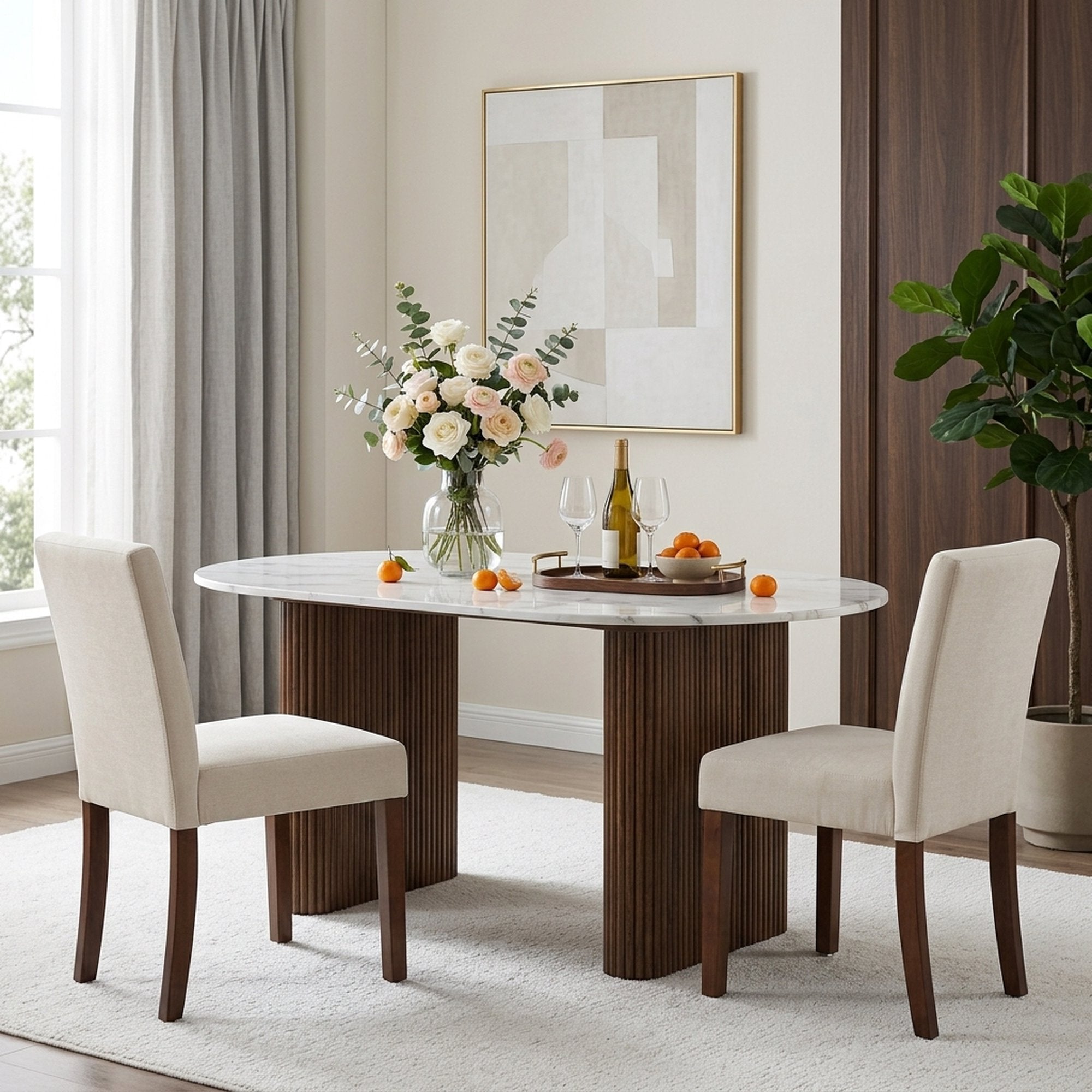 Drlovely Modern High-Back Dining Chairs with Rubberwood Legs
