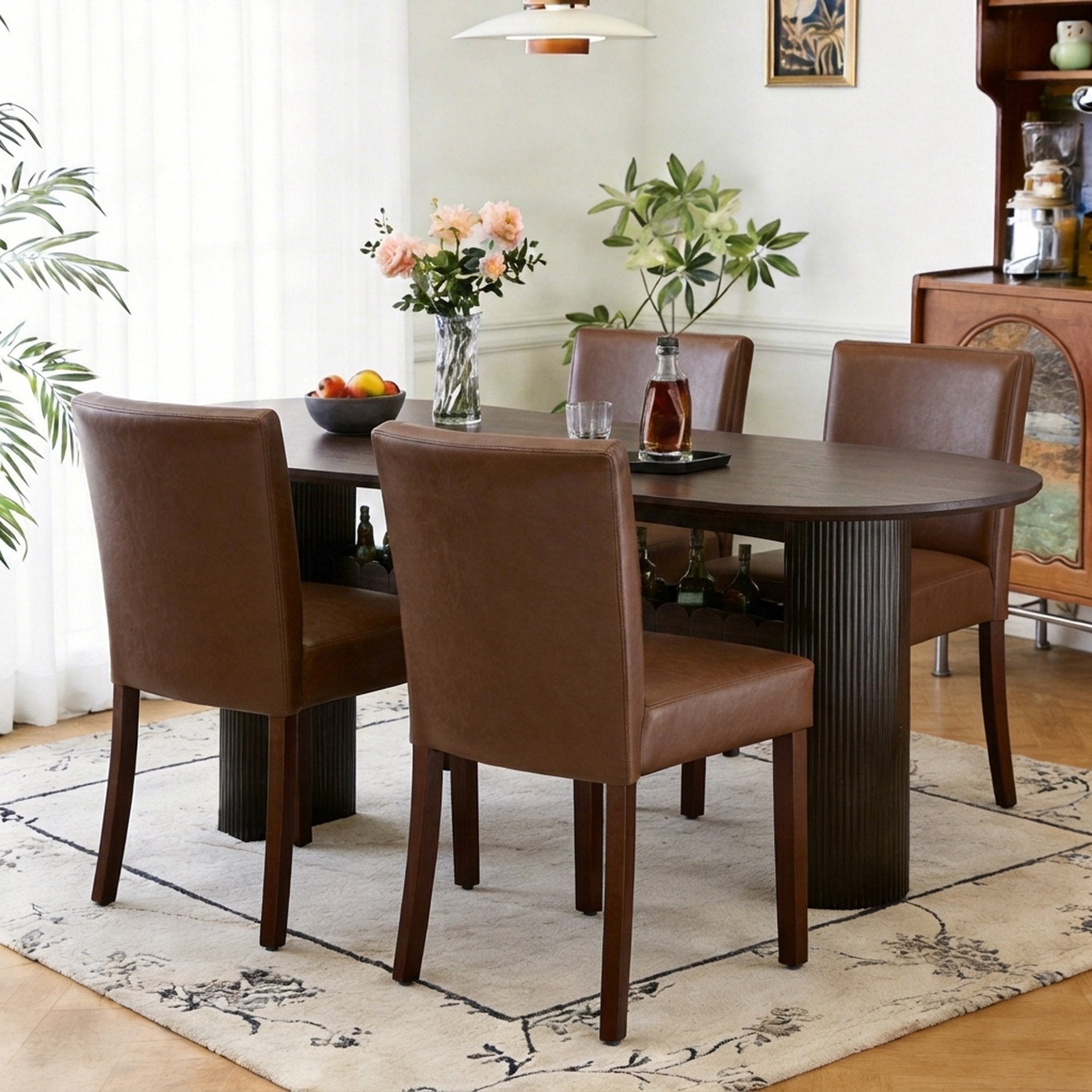 Drlovely Modern High-Back Dining Chairs with Rubberwood Legs