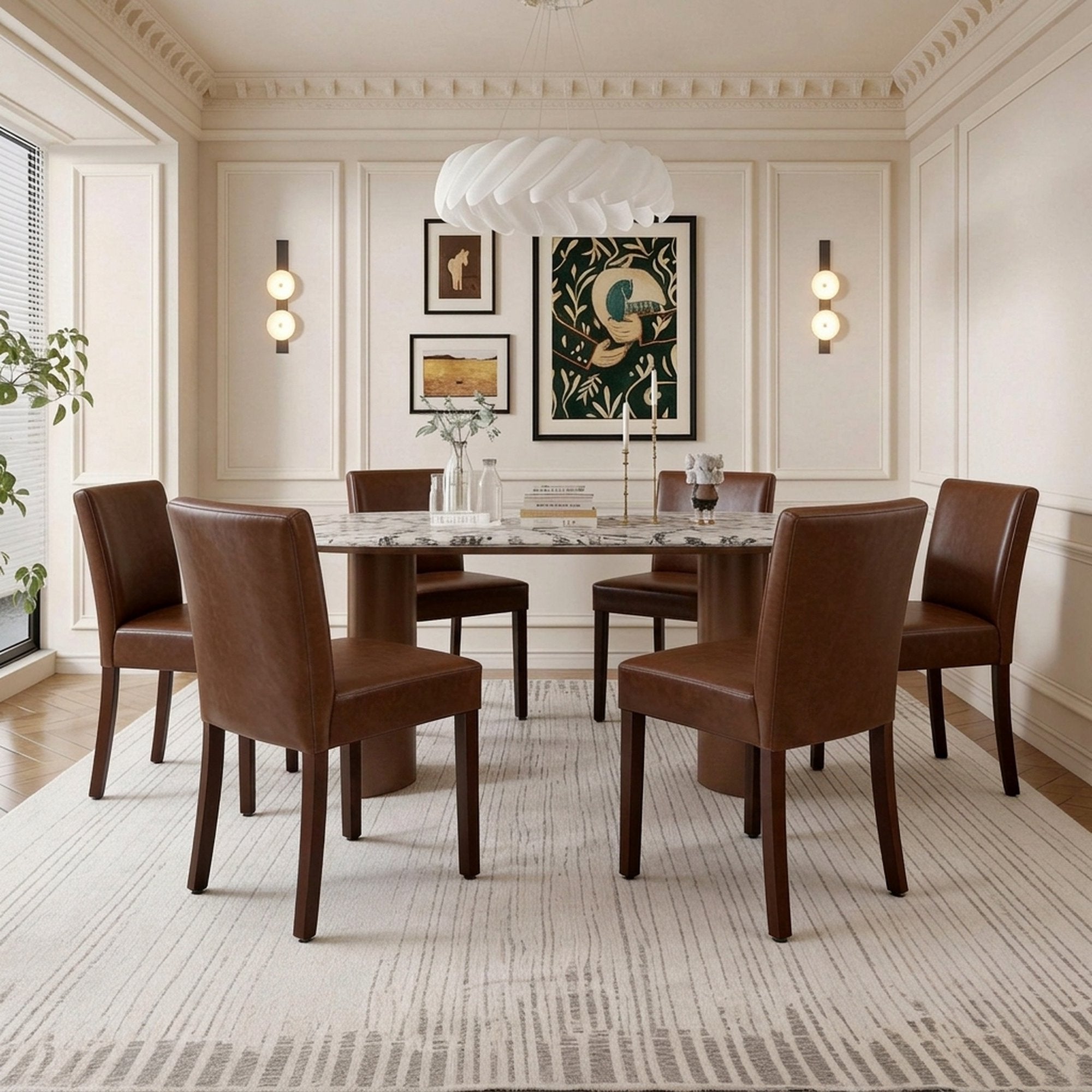 Drlovely Modern High-Back Dining Chairs with Rubberwood Legs