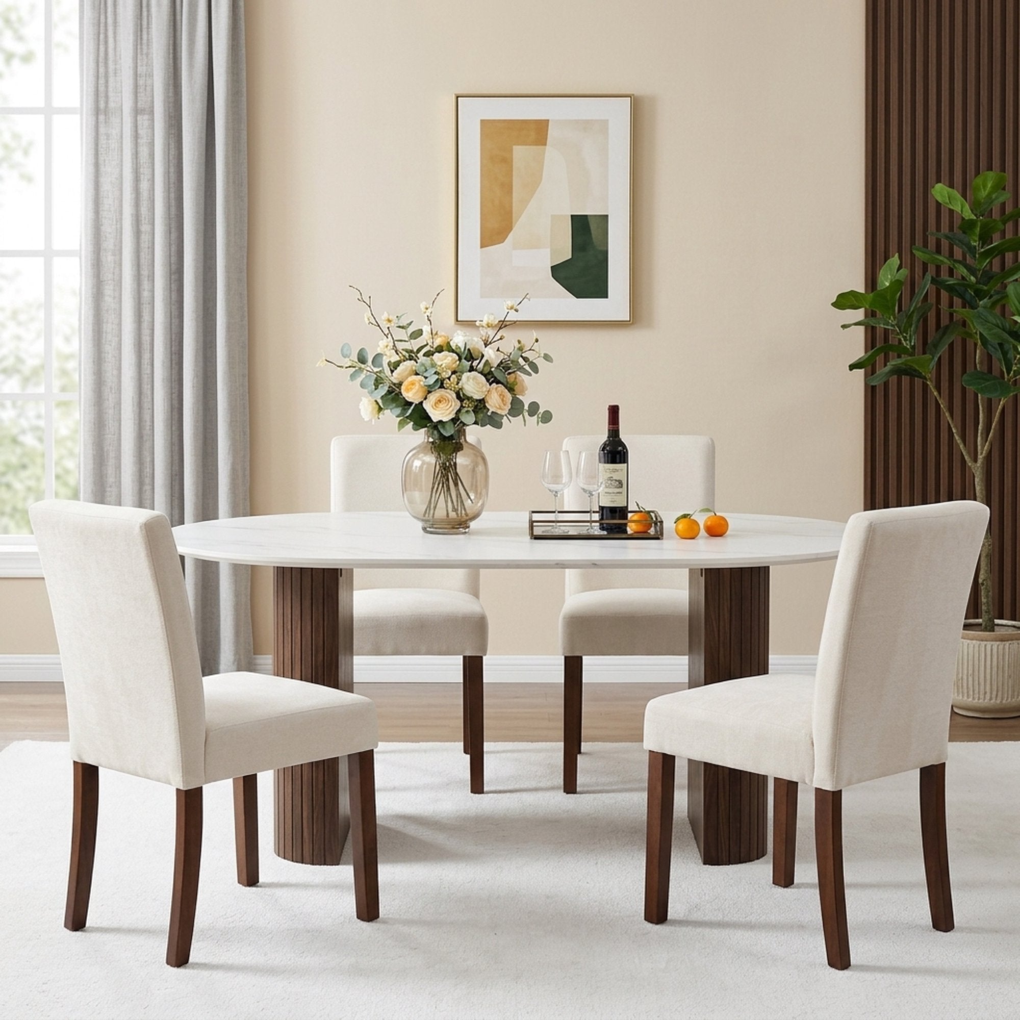 Drlovely Modern High-Back Dining Chairs with Rubberwood Legs