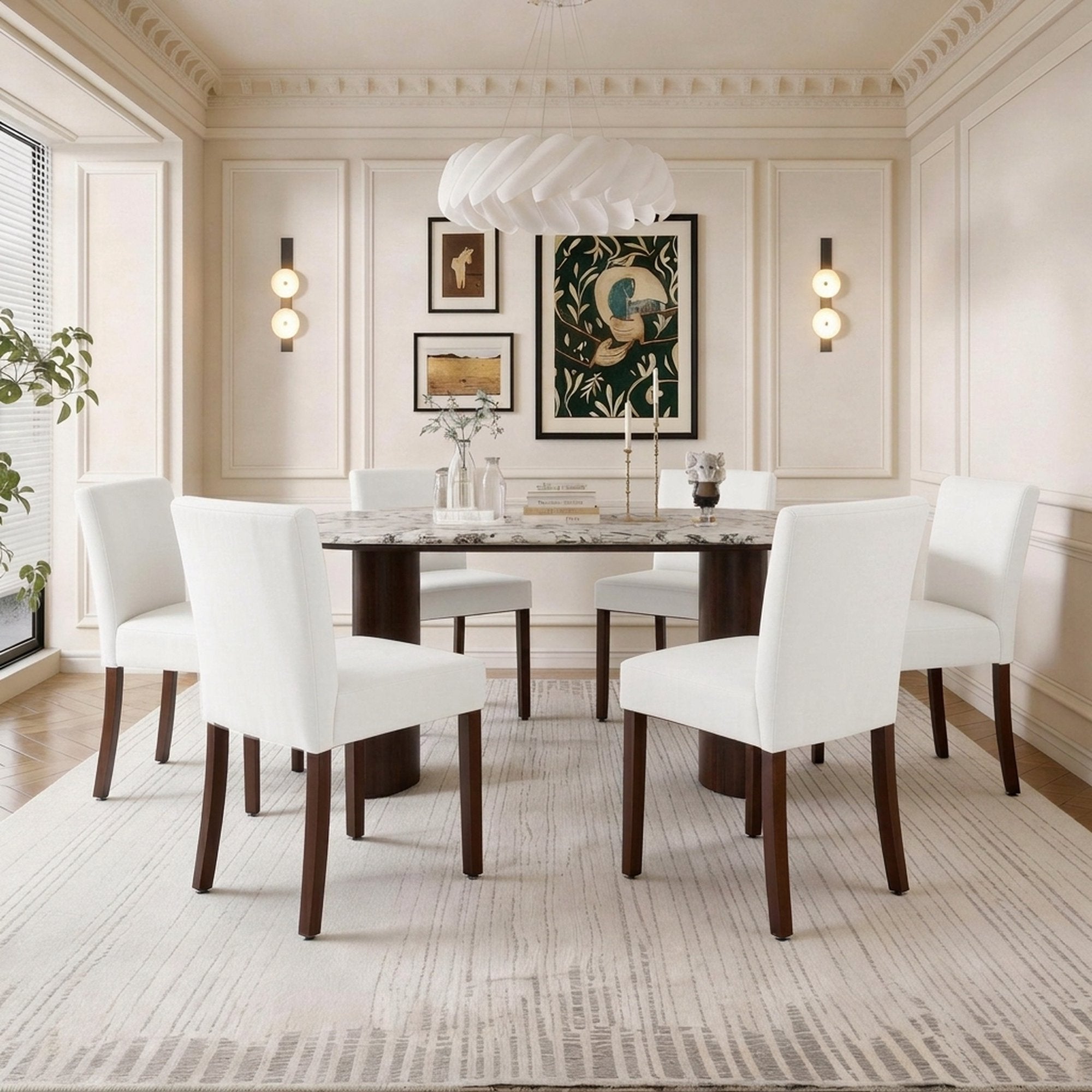 Drlovely Modern High-Back Dining Chairs with Rubberwood Legs