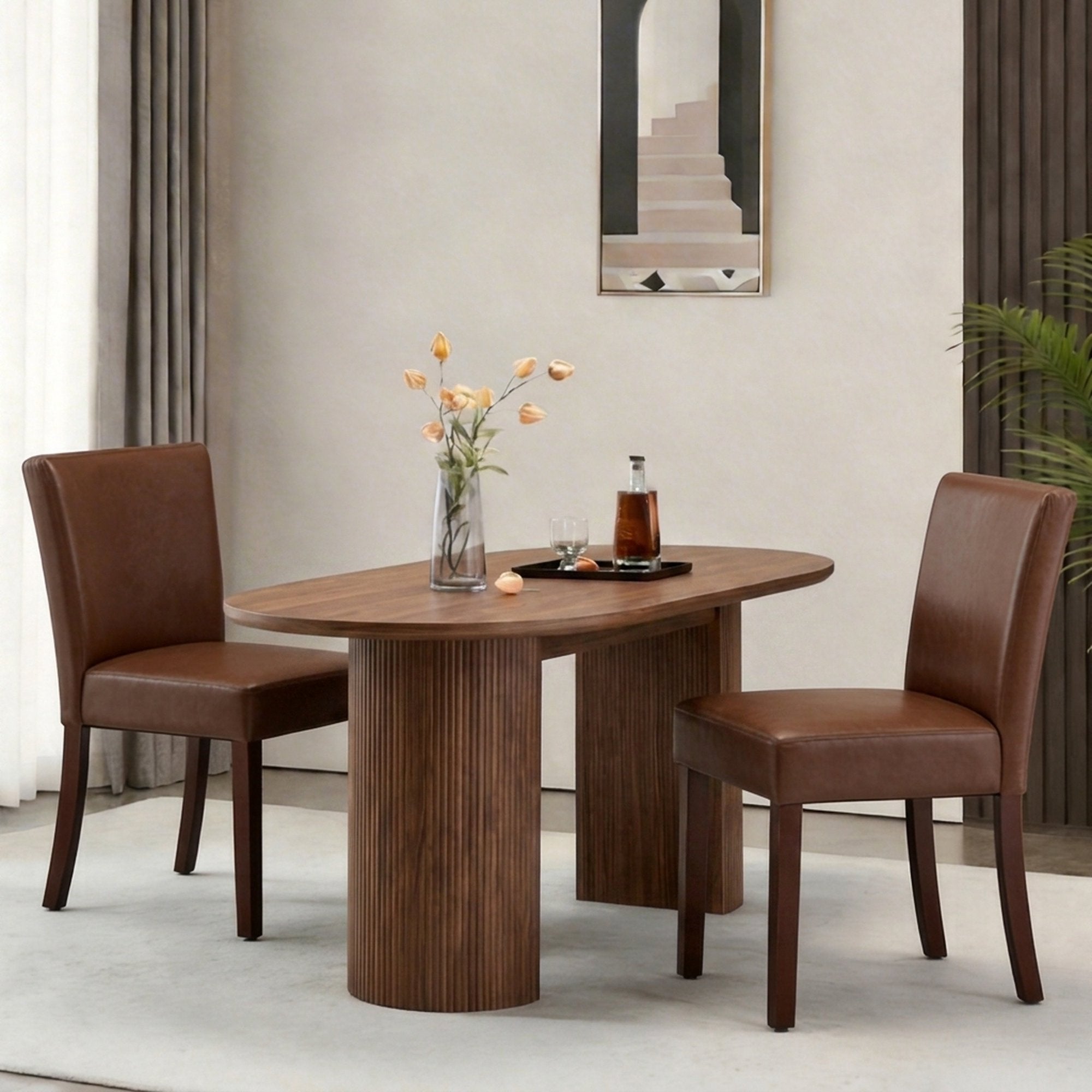 Drlovely Modern High-Back Dining Chairs with Rubberwood Legs