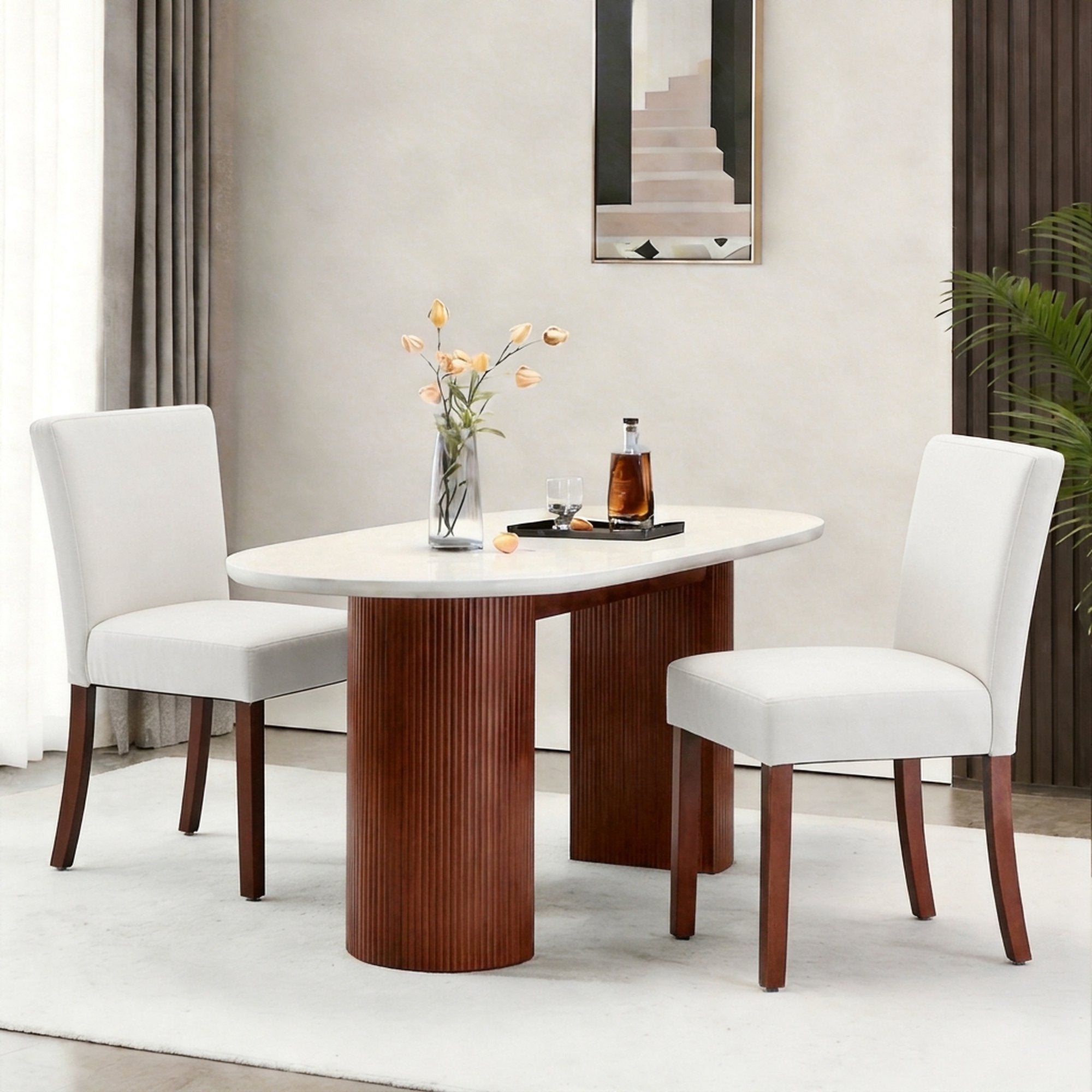 Drlovely Modern High-Back Dining Chairs with Rubberwood Legs